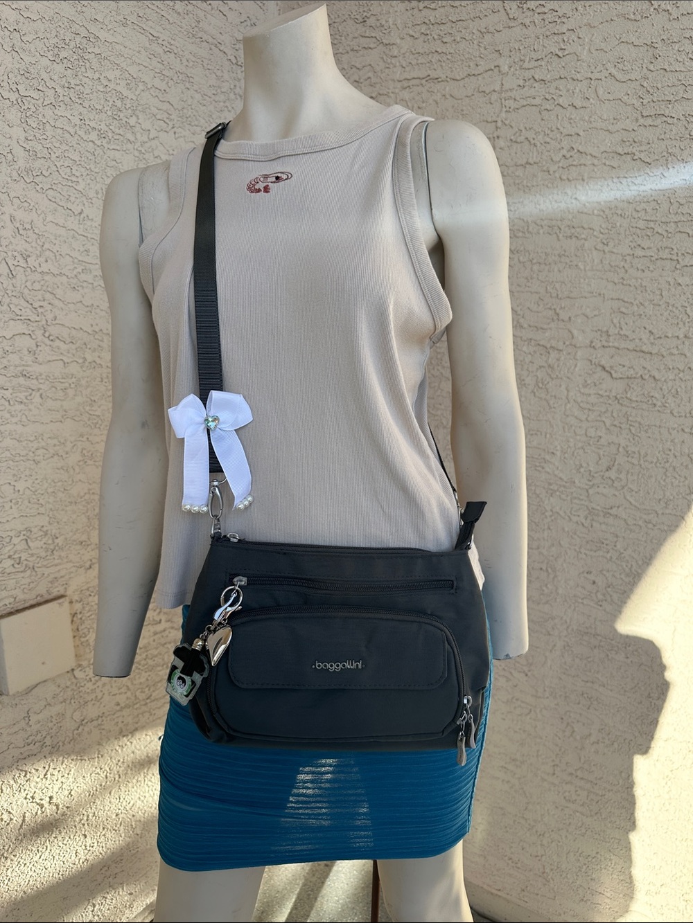 Baggallini Black Crossbody Bag with Silver Hardware